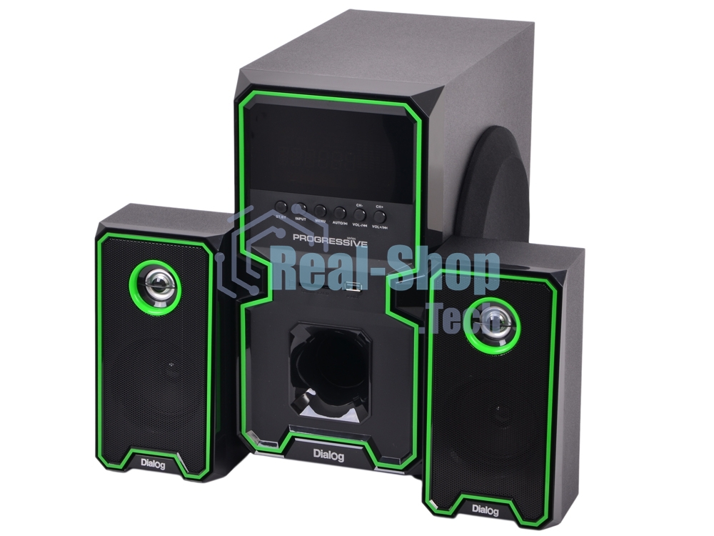 Акустическая система Dialog Progressive AP-222B BLACK - акустические колонки 2.1, 30W+2*10W RMS, Bluetooth, USB/SD reader
