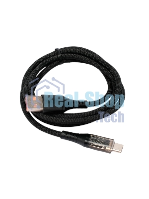 Кабель USB2.0 Cablexpert CCP-USB2-AMCM-SCR-1M, AM/Type-C, 6A, 66Вт, QC3.0, дисплей, оплетка, медь, 1м, черный, пакет
