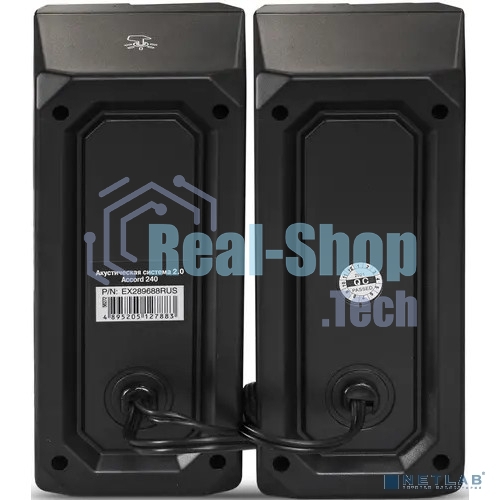 Акустическая система 2.0 ExeGate EX289688RUS Accord 240 (питание USB, 2х3Вт (6Вт RMS), 60-20000Гц, черный, RGb подсветка)
