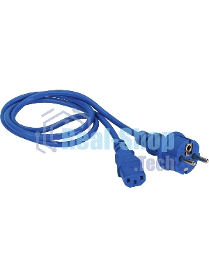 Шнур питания Lanmaster C13-Schuko прямая, 3х0.75, 220В, 10А, синий, 2 метра