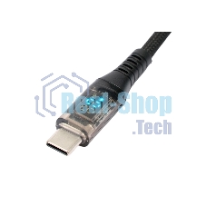 Кабель USB2.0 Cablexpert CCP-USB2-AMCM-SCR-1M, AM/Type-C, 6A, 66Вт, QC3.0, дисплей, оплетка, медь, 1м, черный, пакет