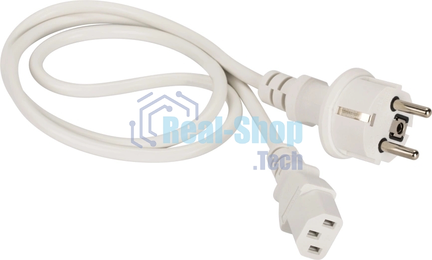 Шнур питания Lanmaster C13-Schuko, 3х0.75, 220В, 10А, белый, 3 метра