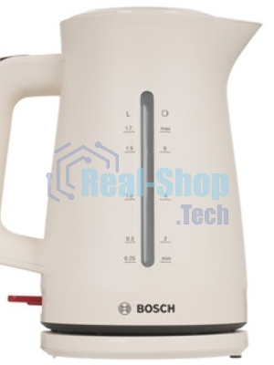 Электрочайник Bosch TWK3M127 бежевый, 1.7 л, 2400 Вт, скрытый нагревательный элемент