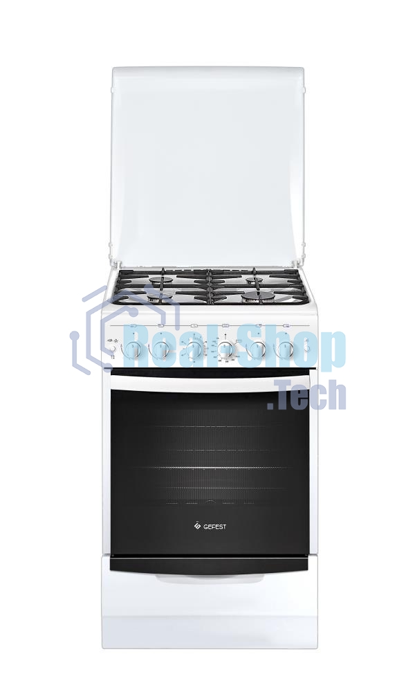 Плита газовая Gefest ПГ 5100-02 белый, конфорок 4 шт, духовка 52 л, 50 см x 85 см x 58.5 см