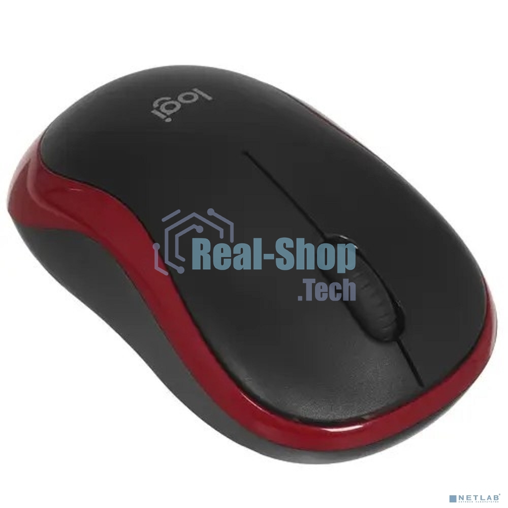 Мышь беспроводная Logitech M185, красный, 1000 dpi, радиоканал, USB, кнопки - 3