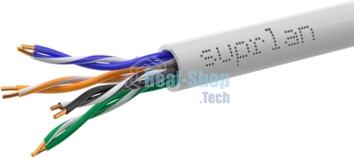 Кабель сетевой информационный Suprlan 01-0333-1, cat.5e U/UTP, 4 пары, 24AWG, PVC, внутренний, 50м, серый