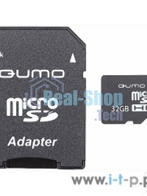 Флеш карта QUMO QM32GMICSDHC10U1 32Gb MicroSDHC Class 10 UHS-I, SD adapter