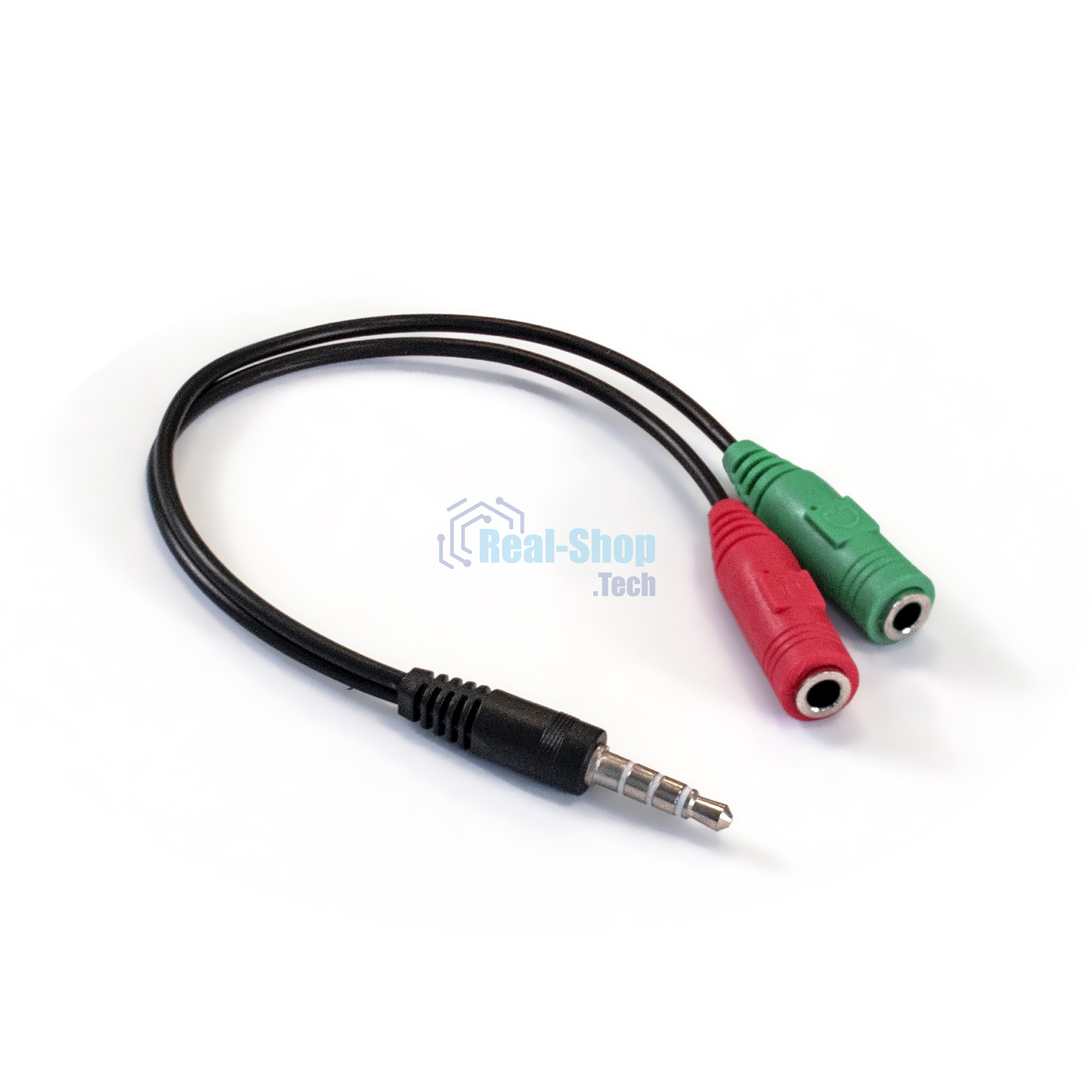 Кабель аудио Exegate EX284944RUS EX-CCA-417-0.2 (3.5мм Jack M 4pin/3.5мм Jack F Stereo+ 3.5мм Jack F микрофон, 0,2м)