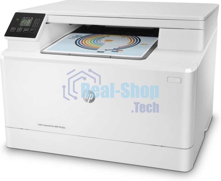 МФУ лазерное HP Color LaserJet Pro MFP M182n (7KW54A), A4, цветной, печ. до 16 стр/мин., 600 x 600 dpi (печать) 1200x1200dpi (скан.), USB, RJ-45, Air Print, Mopria