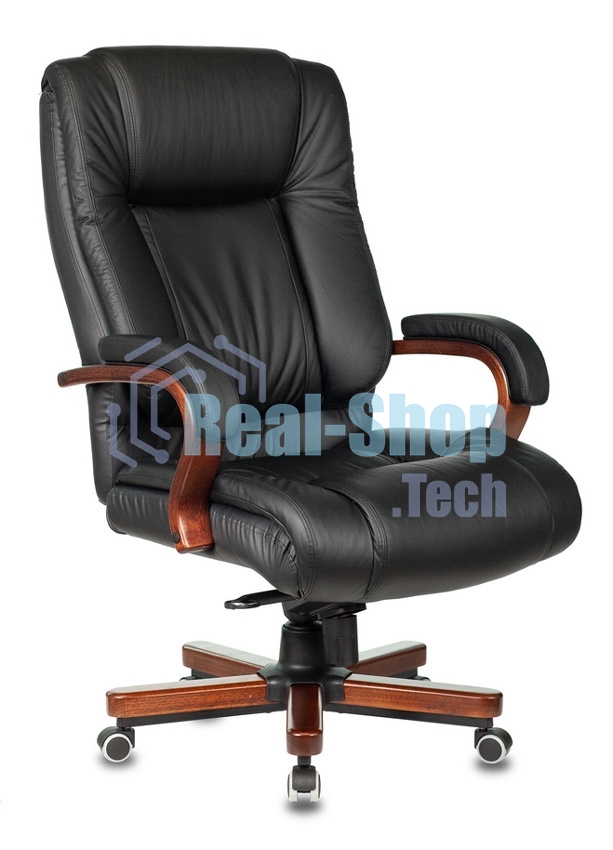 Кресло Бюрократ T-9925WALNUT/BLACK черный, кожа