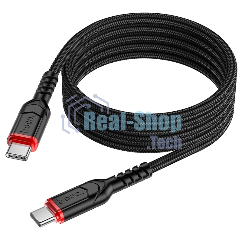 Кабель USB2.0 Hoco Type-C/Type-C, 3А, 60Вт, X59, 1м, черный, коробка