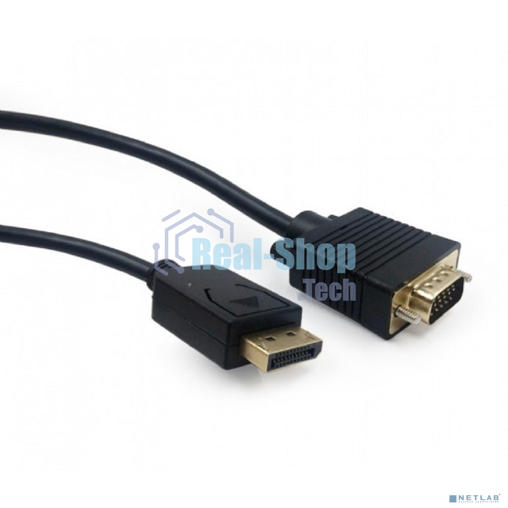 Кабель DisplayPort->VGA Cablexpert CCP-DPM-VGAM-6, 1,8м, 20M/15M, черный, экран, пакет