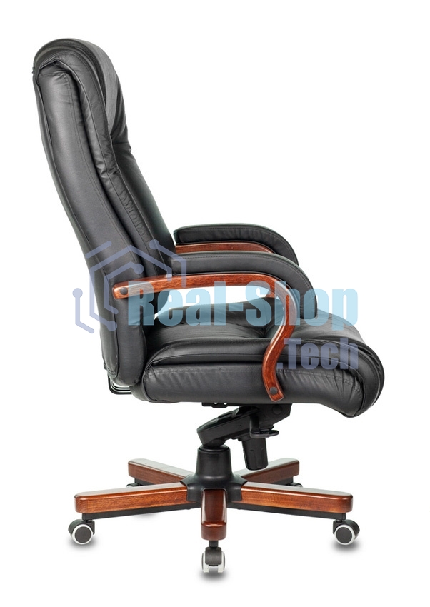 Кресло Бюрократ T-9925WALNUT/BLACK черный, кожа