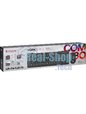 Комплект клавиатура+мышь Defender York C-777 проводной, USB, 1000 DPI, чёрный