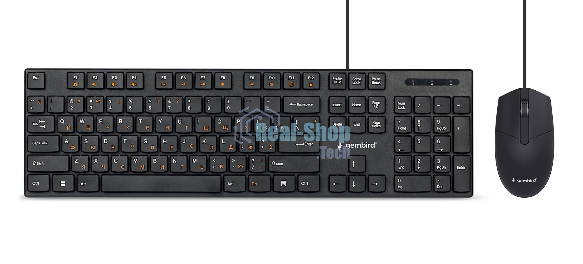 Комплект клавиатура+мышь Gembird KBS-9050L проводной, USB, 1000 DPI, чёрный