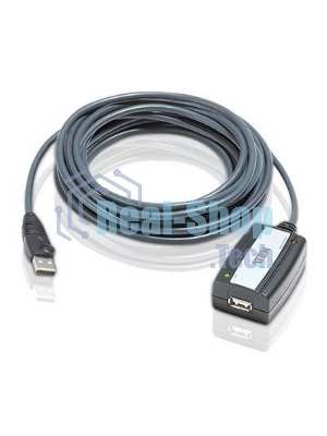 Кабель удлинитель активный(с усилителем) USB 2.0 AM/AF 5m, ATEN UE250-AT, 4 pin, опрессованный, серый