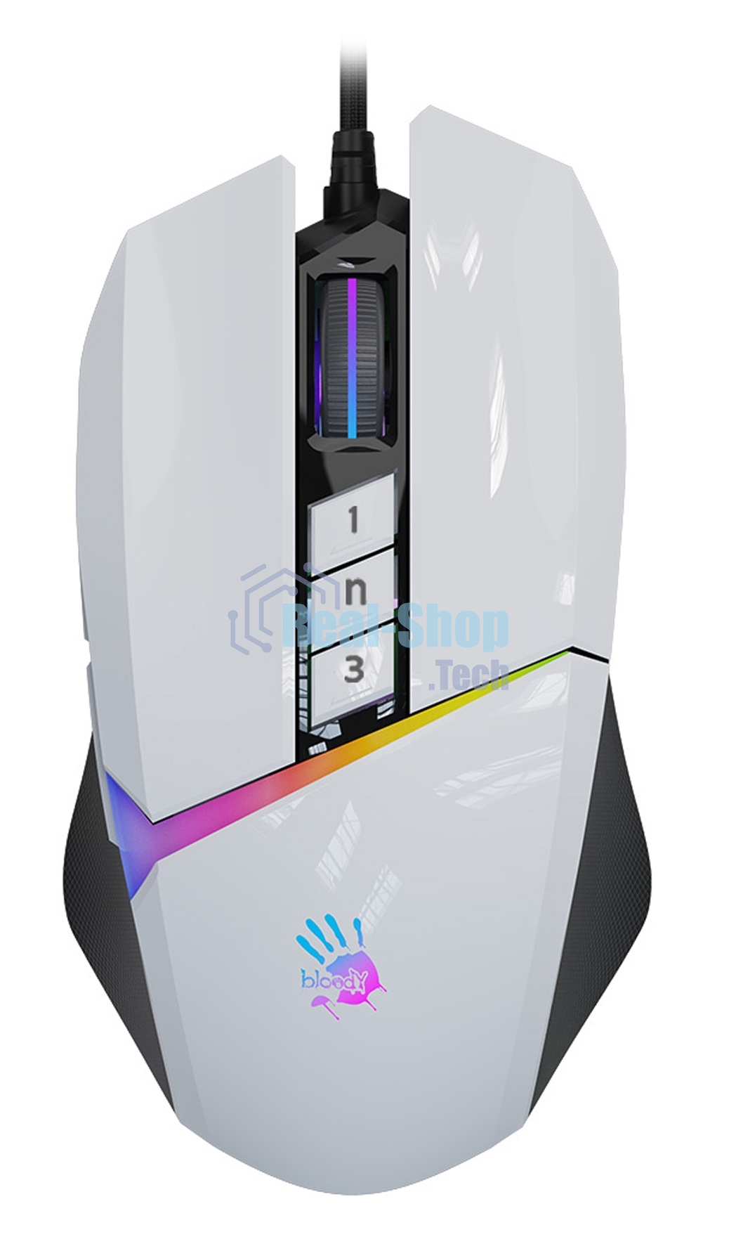 Мышь проводная A4Tech Bloody W60 Max белый, 10000 dpi, USB, кнопки - 10