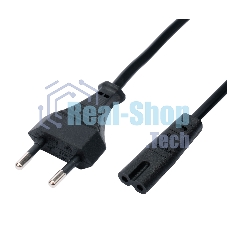 Кабель питания Cablexpert PC-184/2-1.5М CEE 7/16-C7, 2х0.5мм2, 2.5А, 1.5м, черный, пакет