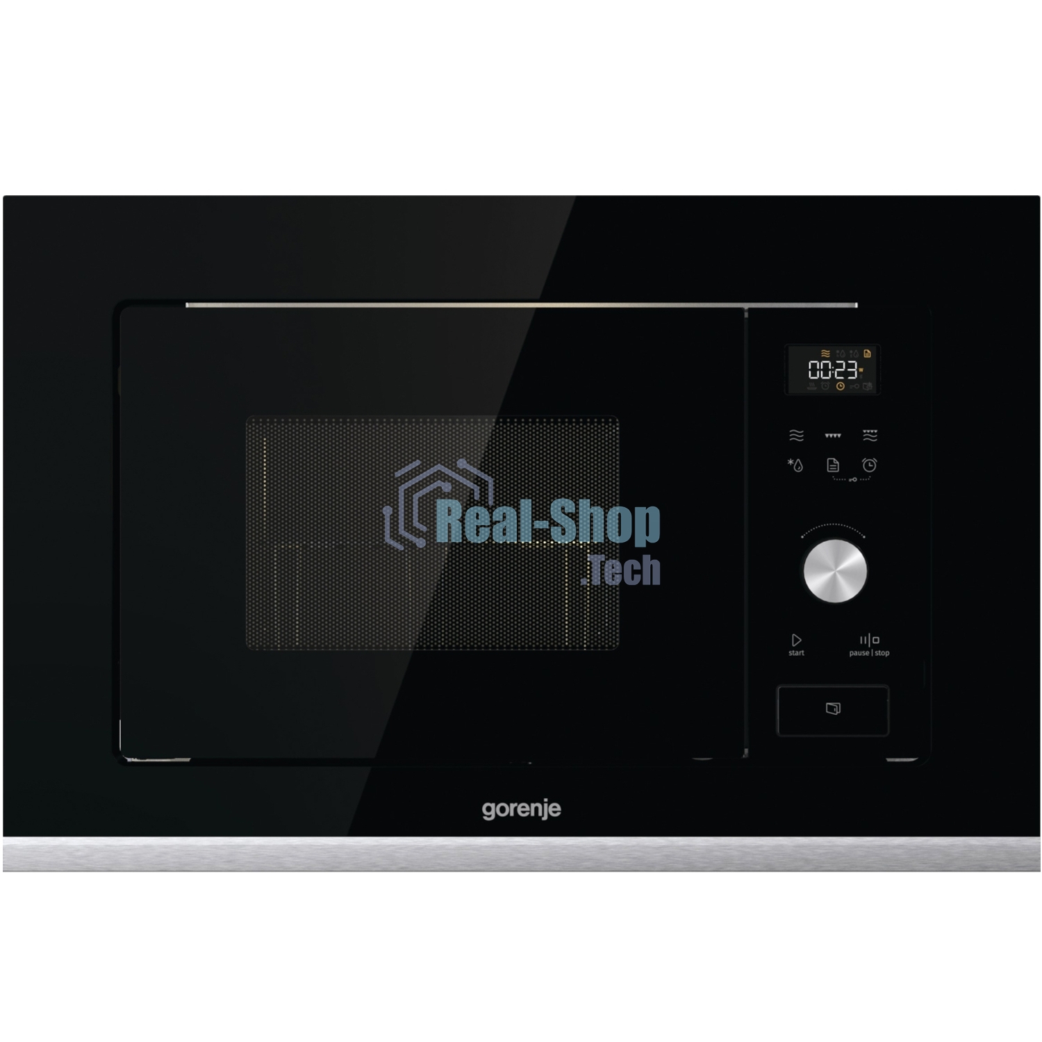 Встраиваемая микроволновая печь GORENJE BMX201AG1BG черный/серебристый, 20 л, 800 Вт, переключатели - сенсор, поворотный механизм