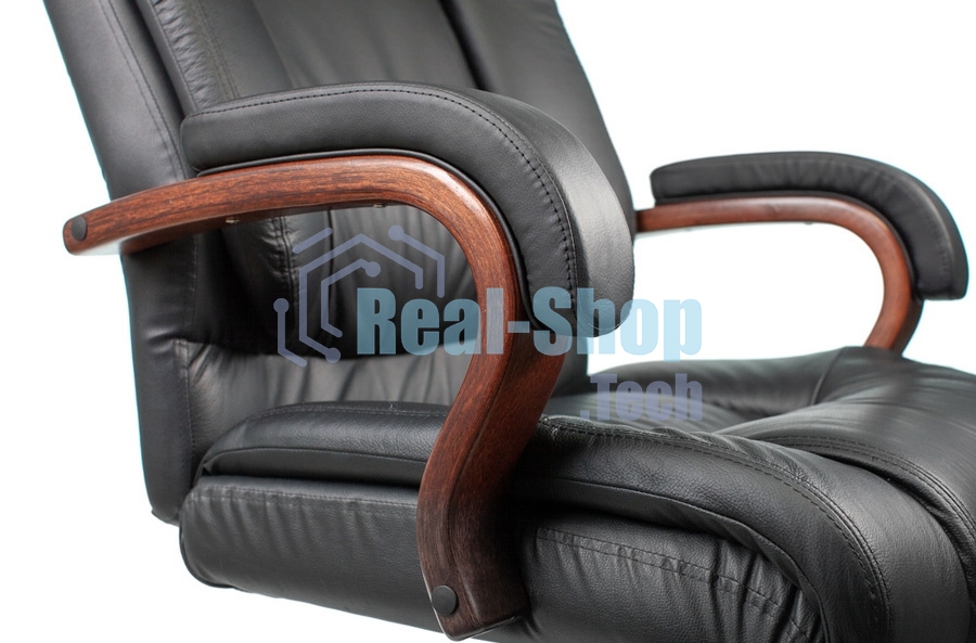 Кресло Бюрократ T-9925WALNUT/BLACK черный, кожа