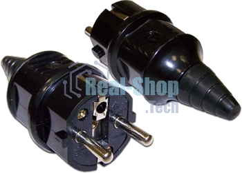 Вилка CEE 7/7 Schuko, 16A, 250V, прямая, разборная, черная