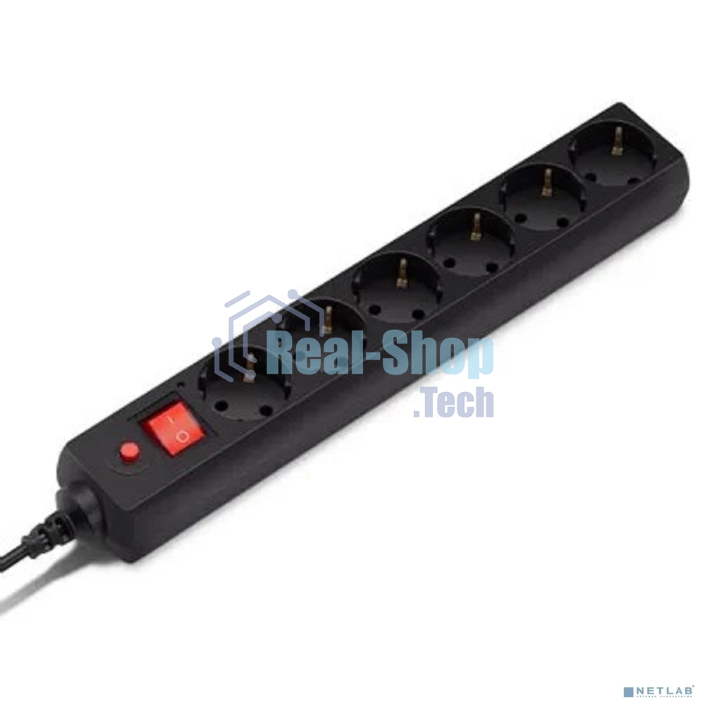Сетевой фильтр Buro 600SH-3-B 3 м, 6 розеток, черный, коробка