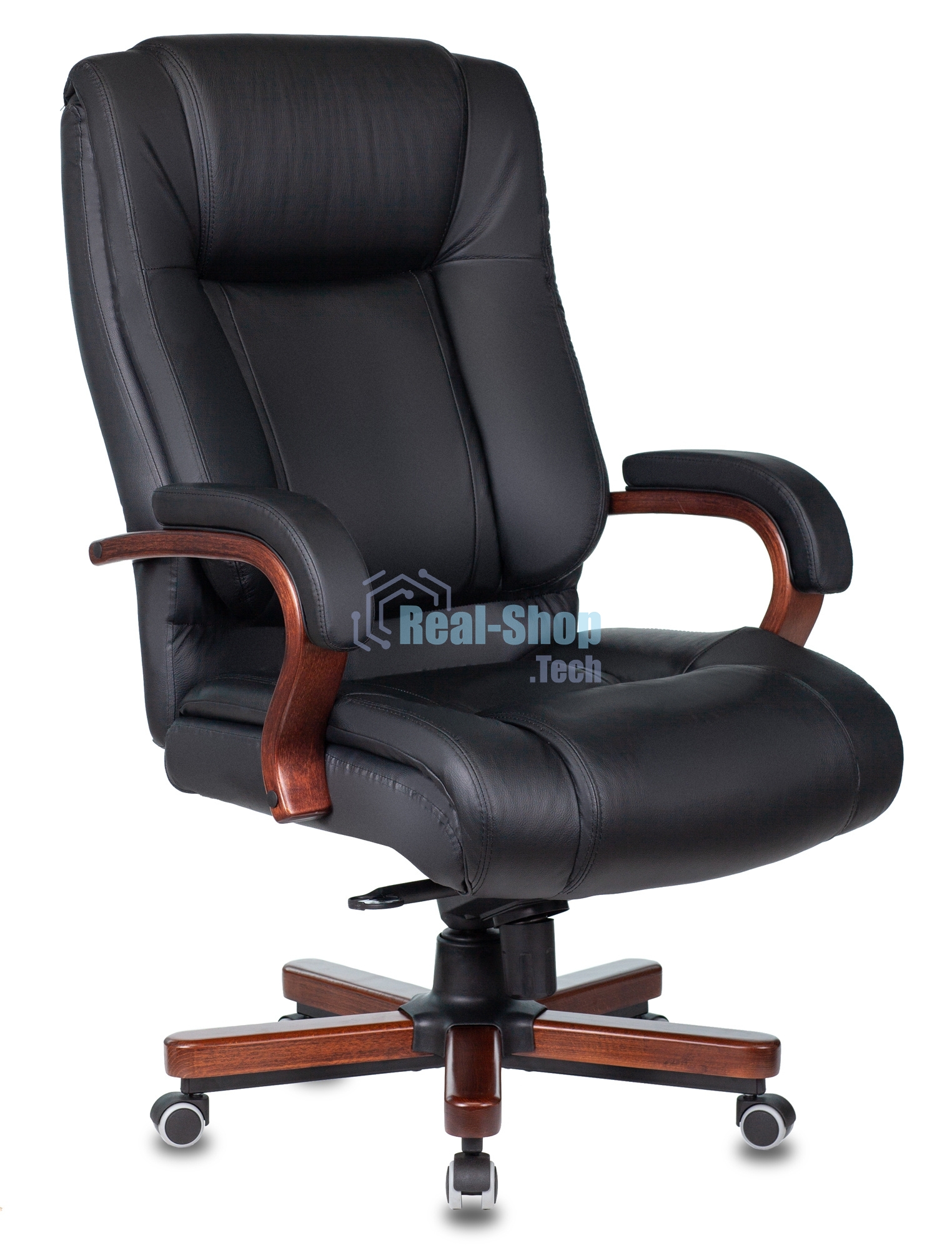 Кресло Бюрократ T-9925WALNUT/BLACK черный, кожа