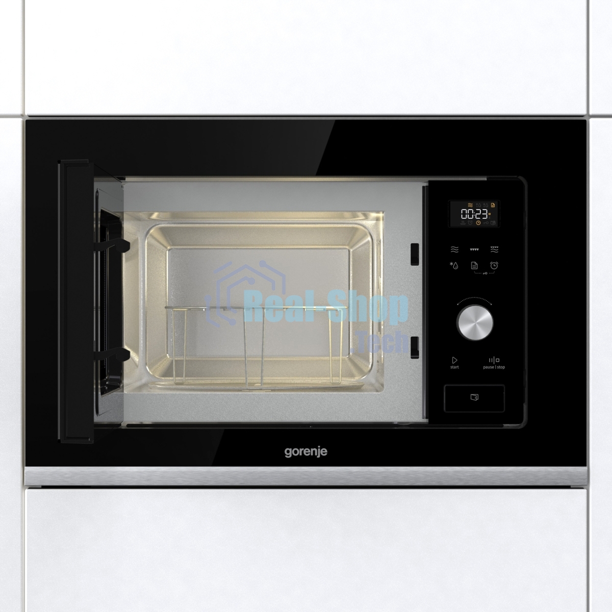 Встраиваемая микроволновая печь GORENJE BMX201AG1BG черный/серебристый, 20 л, 800 Вт, переключатели - сенсор, поворотный механизм
