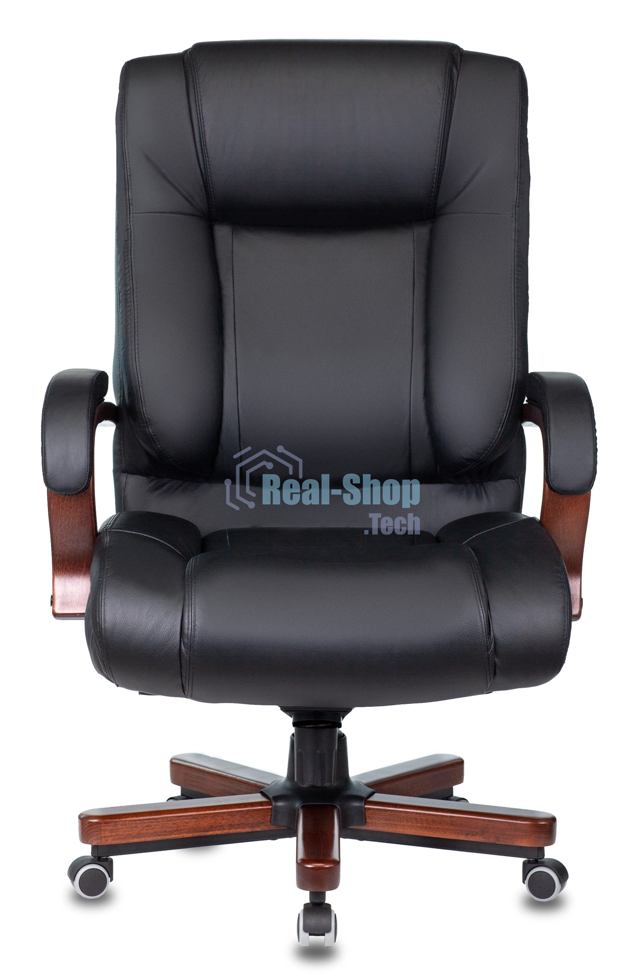 Кресло Бюрократ T-9925WALNUT/BLACK черный, кожа