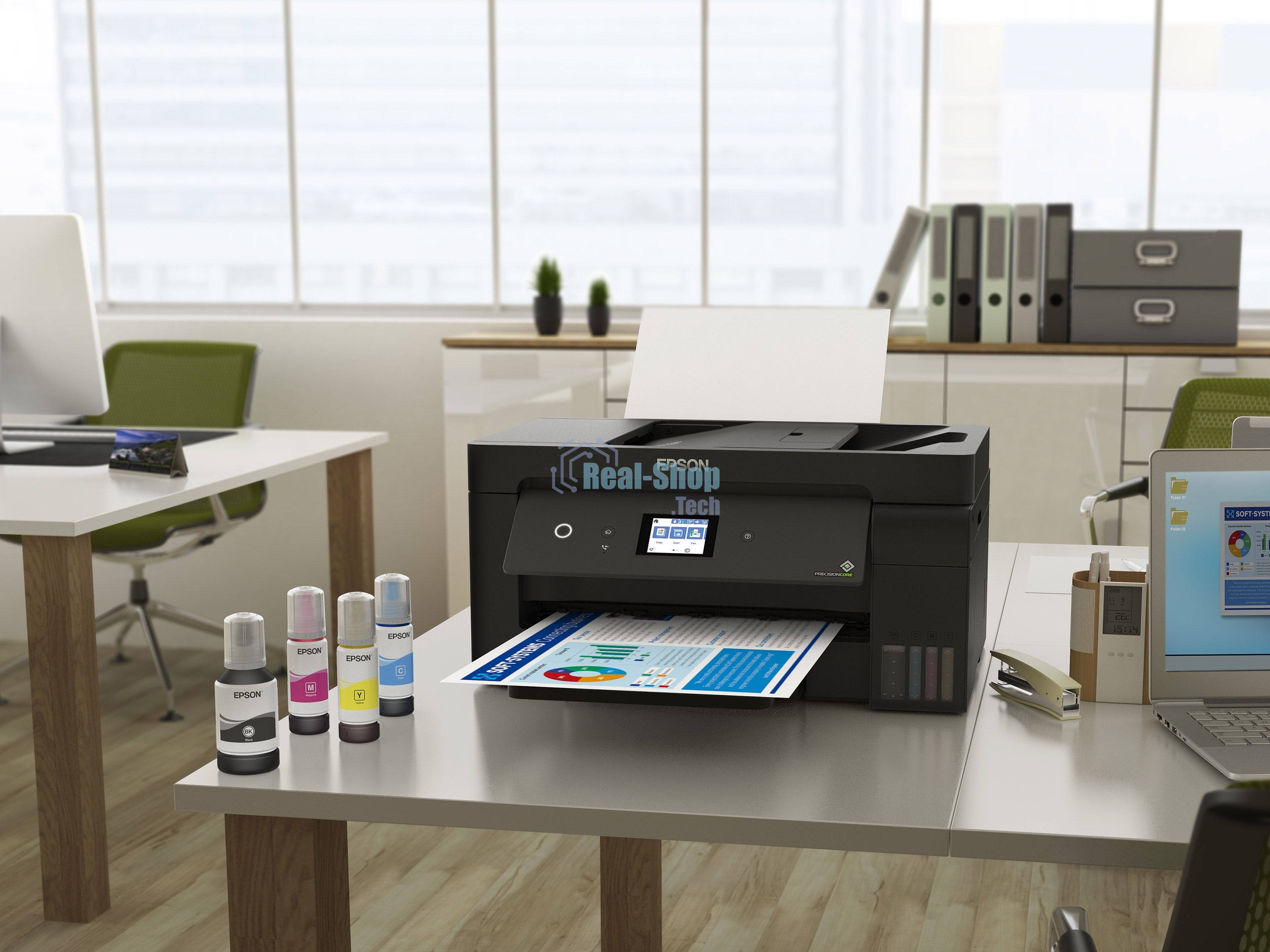 МФУ струйное Epson L14150, (C11CH96404/C11CH96505/C11CH96403/C11CH96502/C11CH96507), A3, цветной, печ. 38 стр/мин (ч/б) 24 стр/мин (цв.), 1200 x 4800 dpi (печать) 1200x2400dpi (скан.), USB, RJ-45, Wi-Fi