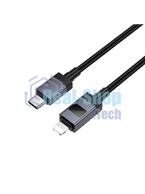 Кабель USB2.0 Hoco Type-C/Lightning, 2.4А, 27Вт,с дисплеем, X118, 1м, черный, коробка