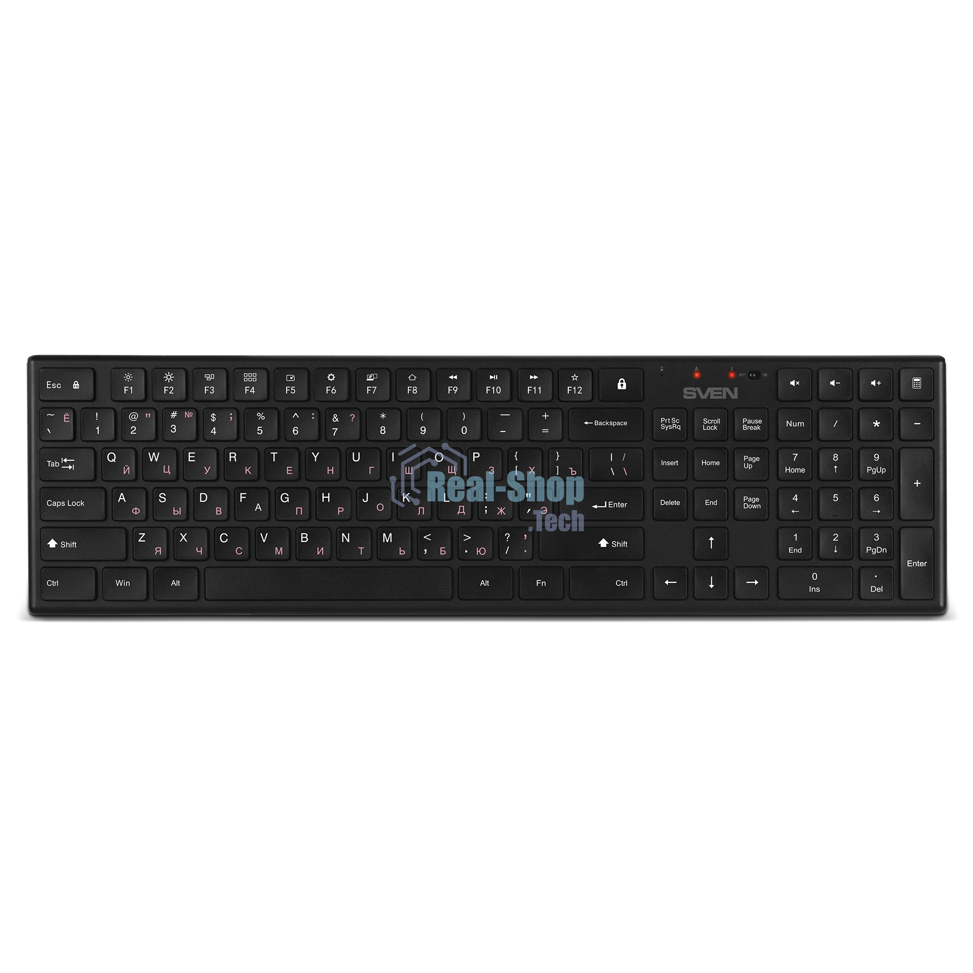 Комплект беспроводной SVEN ножничная клавиатура + мышь KB-C2550W черный (109 кл.,12Fn, 1000DPI, 2+1 кл.)