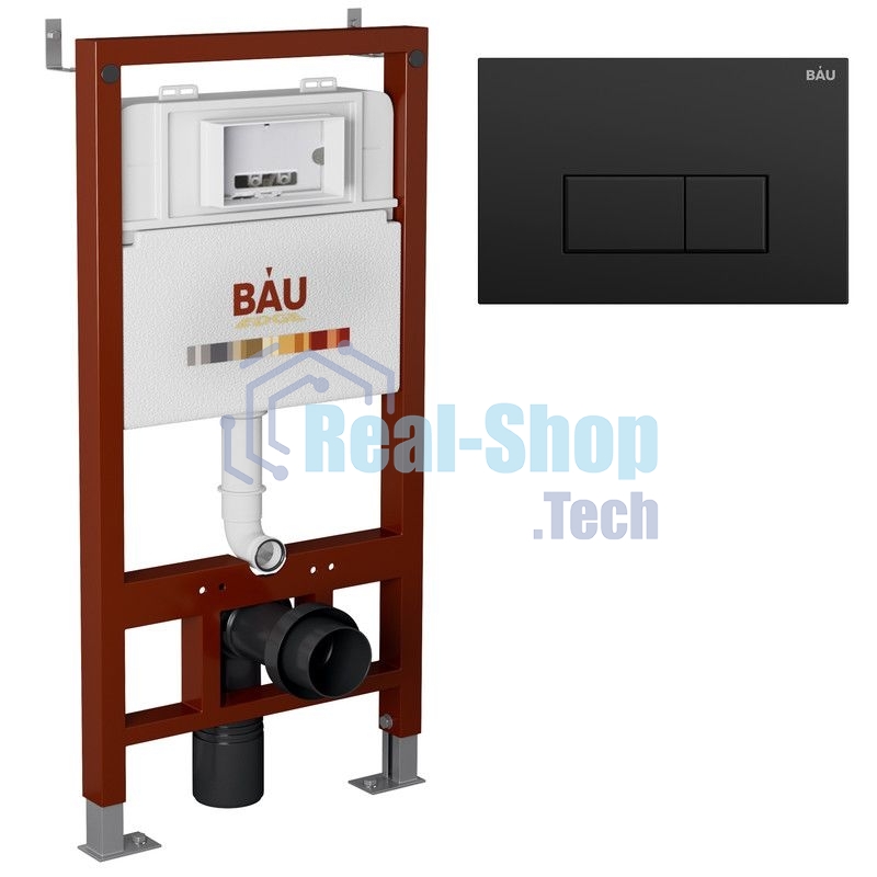 Инсталляция BAU PRO для подвесного унитаза, клавиша смыва BAU Hotel для инсталляции, черный матовый