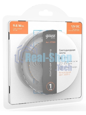 Лента светодиодная Basic Gauss 12V 9,6W/m 624lm/m 3000K IP20 LED 2m 1/100