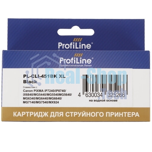 Картридж струйный ProfiLine PL-CLI-451BK для Canon PIXMA iP7240/MG5440/MG5540/MG6340/MG6440/MG7140/MX924 Black водн