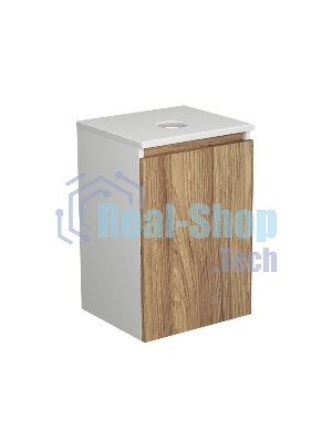 Комплект для ванной, 4 предмета (Тумба Bau Dream Blackwood 40, раковина BAU Mini 24х24, смеситель для раковины высокий Hotel Black, черный, выпуск клик клак, черный)