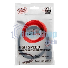 Кабель Cablexpert HDMI CC-HDMI490-15, 19M/19M, v2.0, медь, позол.разъемы, экран, плоский кабель, 1м, черный, пакет