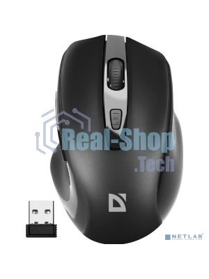 Мышь беспроводная Defender Prime MB-053 черный, 1600 dpi, радиоканал, USB, кнопки - 6