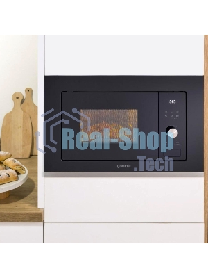 Встраиваемая микроволновая печь GORENJE BMX201AG1BG черный/серебристый, 20 л, 800 Вт, переключатели - сенсор, поворотный механизм