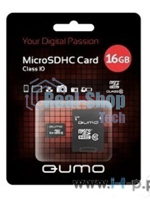 Флеш карта QUMO QM16GMICSDHC10U1 16Gb MicroSDHC Class 10 UHS-I, SD adapter