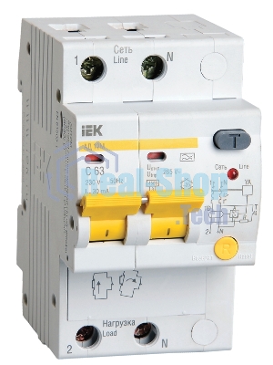 Выключатель автоматический дифференциального тока IEK MAD12-2-010-C-030 АД12М 2Р С10 30мА IEK