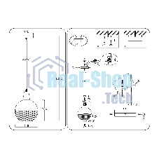 Светильник Ambrella light TR8504 BK/CP черный/медь E27 max 60W D200*1000