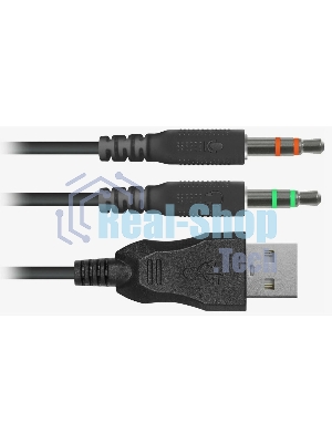 Гарнитура Defender Dexter RG чёрный, проводная, USB / 2 x mini jack 3.5 мм, подсветка