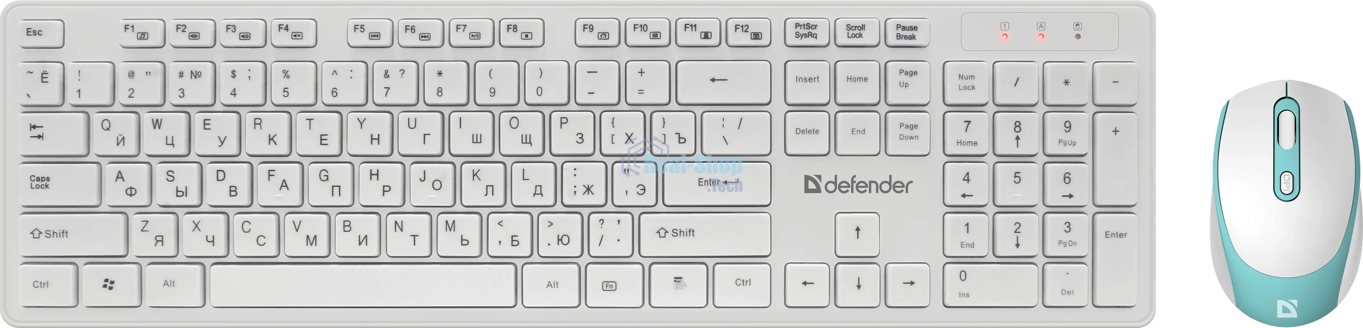 Комплект клавиатура+мышь Defender Auckland C-987 беспроводной, USB, 1600 DPI, белый