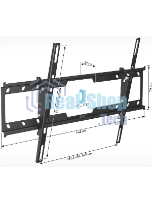 Кронштейн Holder LCD-T6628-B черный Диагональ: от 32-70. до 45кг. от стены: 57мм. Угол наклона:+2⁰ + 15⁰, Поворот:0⁰ Vesa  600*400, 400*400, 400*200, 400*300, 300*300, 200*300, 200*200, 100*100