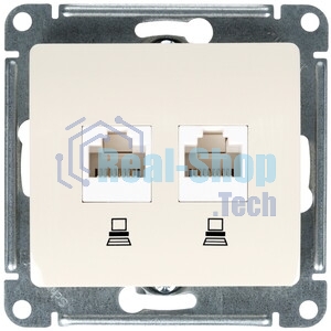 Механизм розетки комп. 2-м Glossa RJ45+RJ45 кат. 5е беж. SchE GSL000285KK