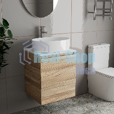 Тумба Bau Dream Blackwood 50 с дверцей, раковина BAU Nimb 50х36, смеситель для раковины высокий Hotel Still, нержавеющая сталь