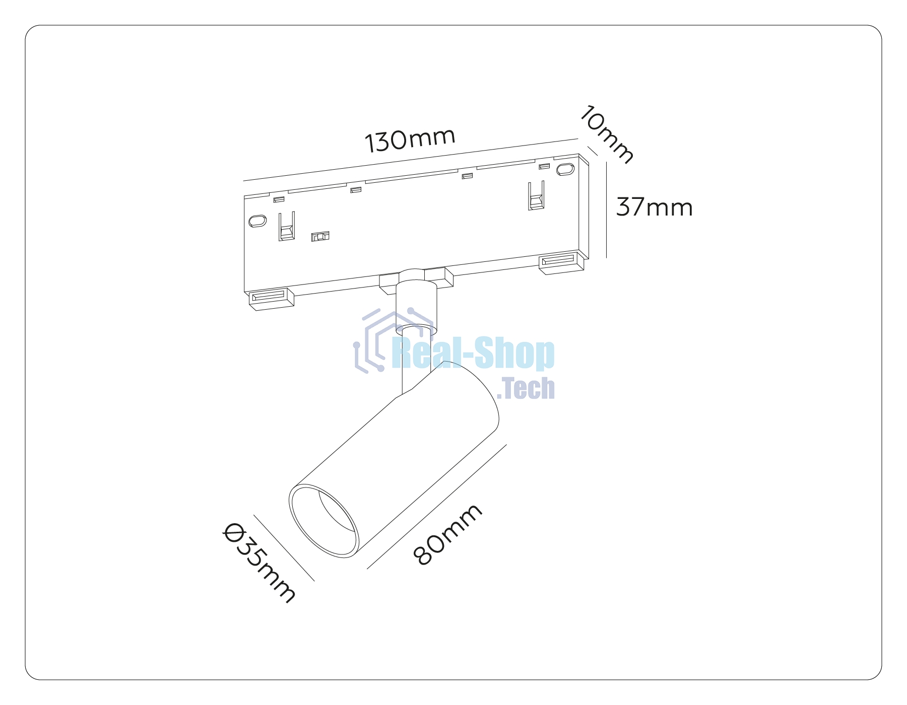 Трековый светильник GL2301 BK черный IP20 6W 3CCT 3000/4200/6400K 48V D35*80