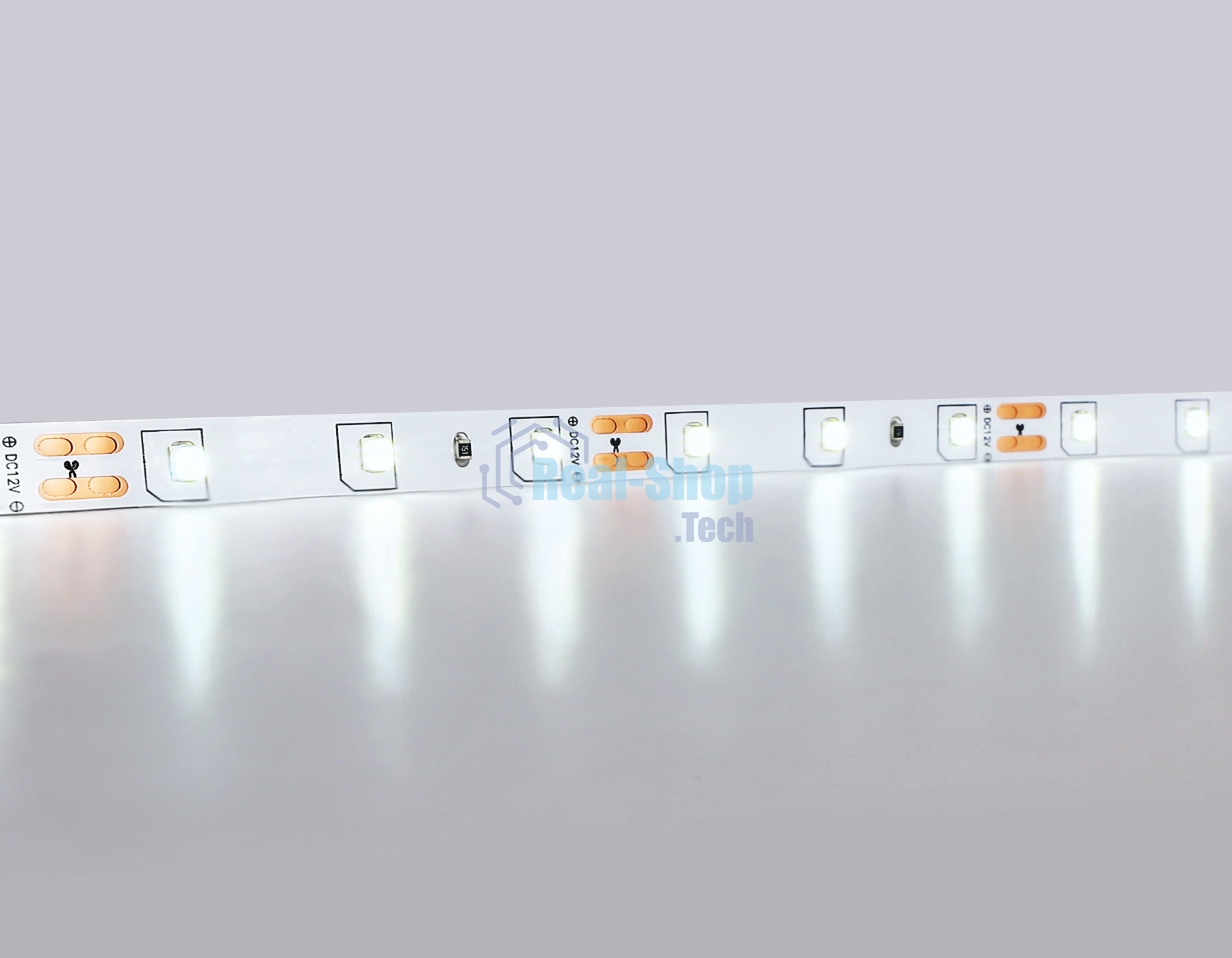 Светодиодная лента GS1003 2835 60Led/ 4.8W m/ 12V IP20 6500K/ 5000*8*1.2mm (2 конт.)
