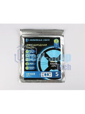 Светодиодная лента GS1003 2835 60Led/ 4.8W m/ 12V IP20 6500K/ 5000*8*1.2mm (2 конт.)